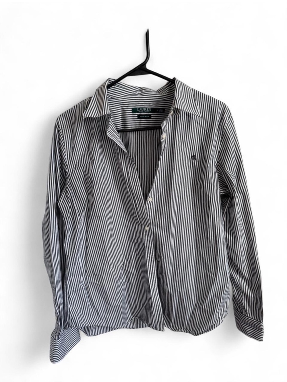 Lauren Ralph Lauren Black and White Striped Button-Down Shirt